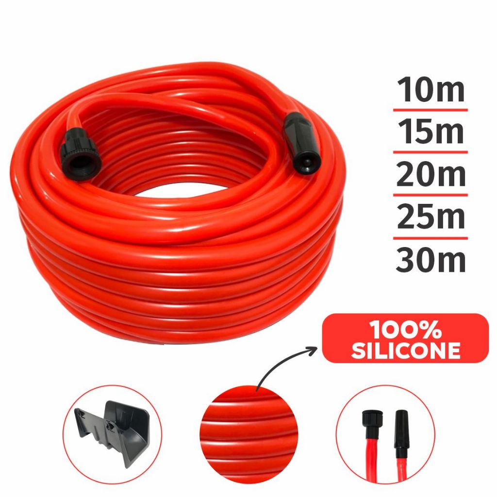 Mangueira de Jardim Flexível 100% Silicone 10/15/20/25/30m + Suporte de Fixação em Oferta na Shopee