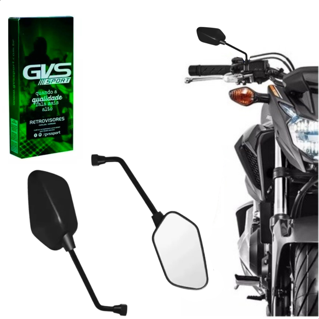 Retrovisor Gvs Moto Cb300 Mini Barato Rosca Para Yamaha Par em Oferta na Shopee