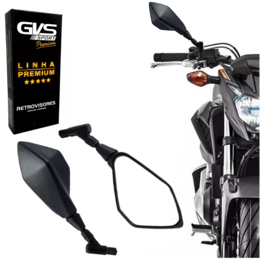 Retrovisor GVS Modelo Kawasaki Z400 Giro 360 Lente Convexa em Oferta na Shopee