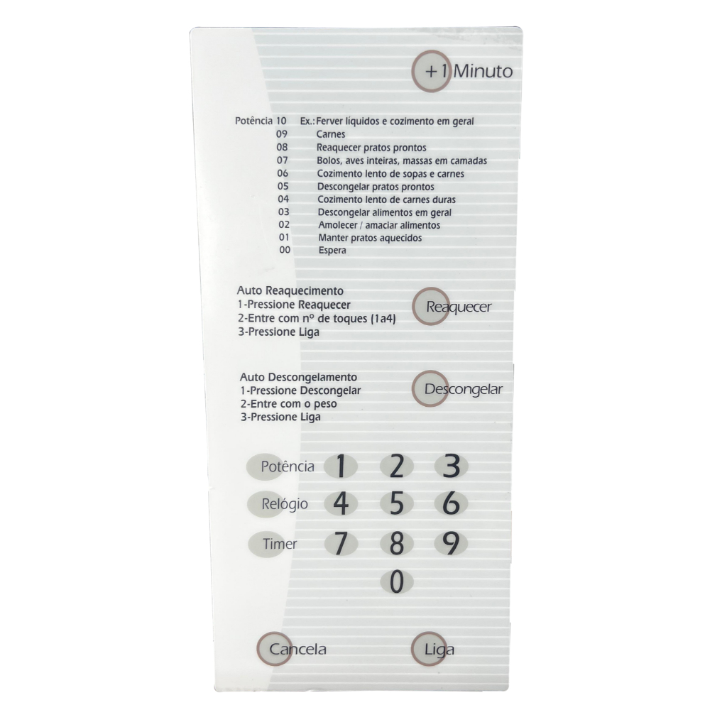 TECLADO MEMBRANA MICROONDAS  BMP 42 BRANCO SEM DOURADOR