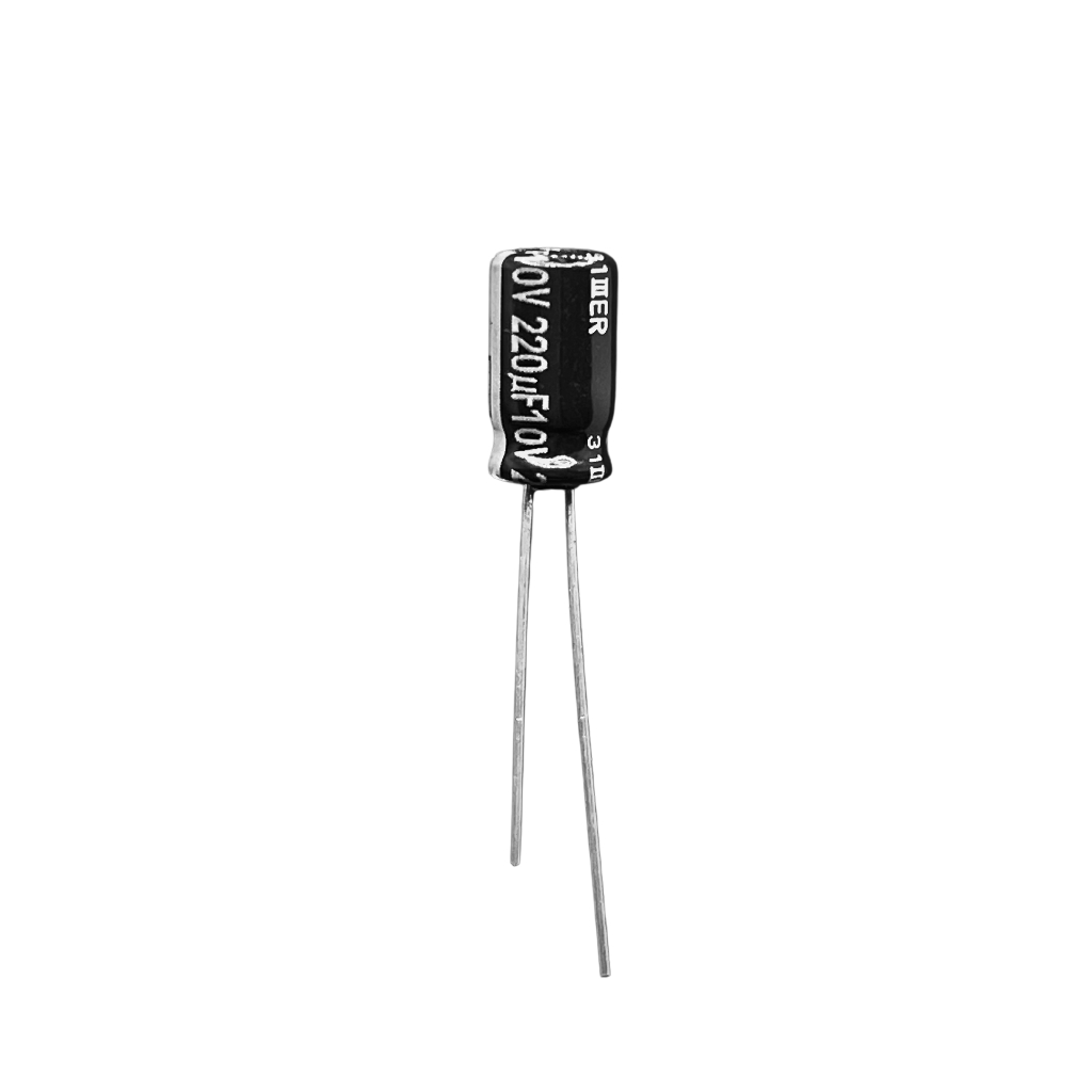 200X CAPACITOR ELETROLÍTICO 220UF/10V RD. 105º 6,3X11MM PANASONIC
