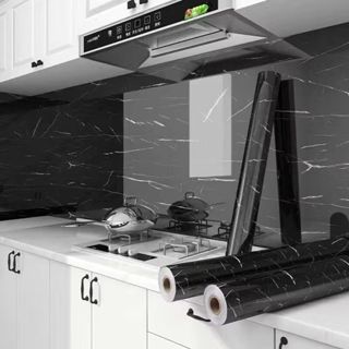 Adesivos de cozinha Resistente a Agua/Óleo/Fogo/Alta Temperatura - Usável em fogão/armário/porta Inovação com Filme em Oferta na Shopee