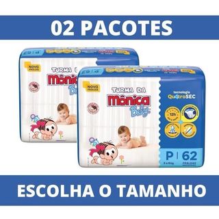 KIT 02 Pacotes Fralda TURMA DA MÔNICA Mega -  Escolha o tamanho