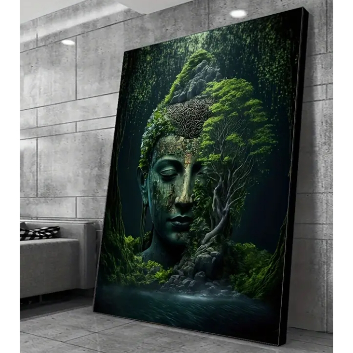 Imagem Quadro Decorativo Buda Harmonia Natureza Meditação Positividade Sala Quarto Decoração Grande 1 Peça