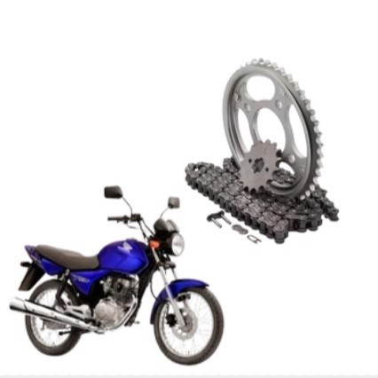 Kit Relação CG 150 Titan ES 04-15 Completo Com Retentor Alta Durabilidade Corrente Coroa Pinhão