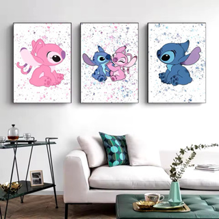 Quadros Decorativos 3 Peças 40x60 Desenho Lilo e Stitch em Oferta na Shopee