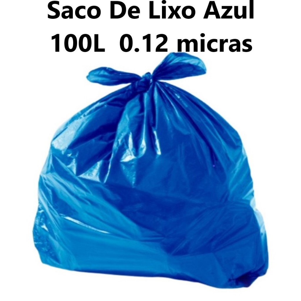 Saco De Lixo Azul 100 Litros Super reforçado 0.12 Micras 100 unidades em Oferta na Shopee