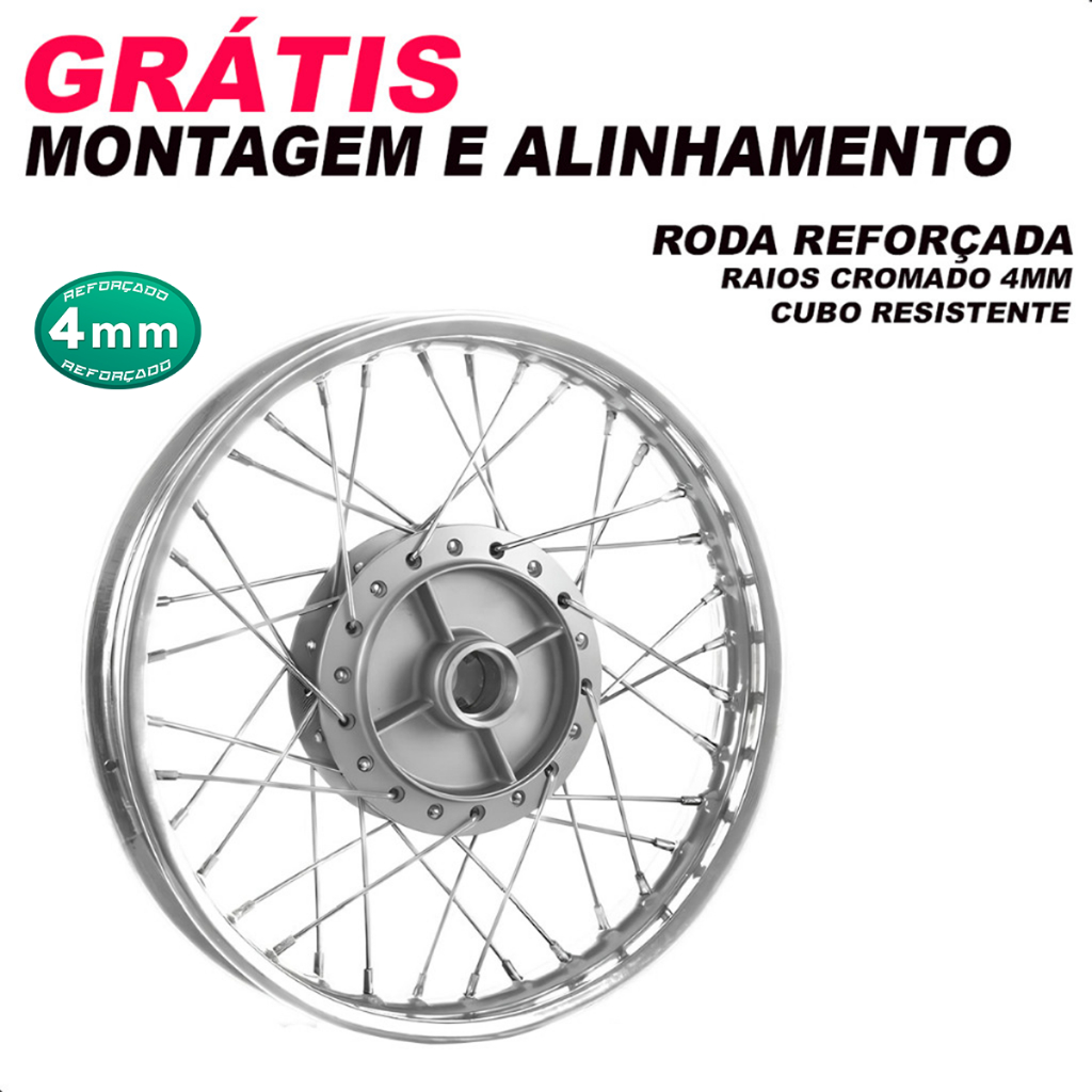Roda Traseira Cg Titan Fan 150 2004/2017 Cromado Raio 4mm