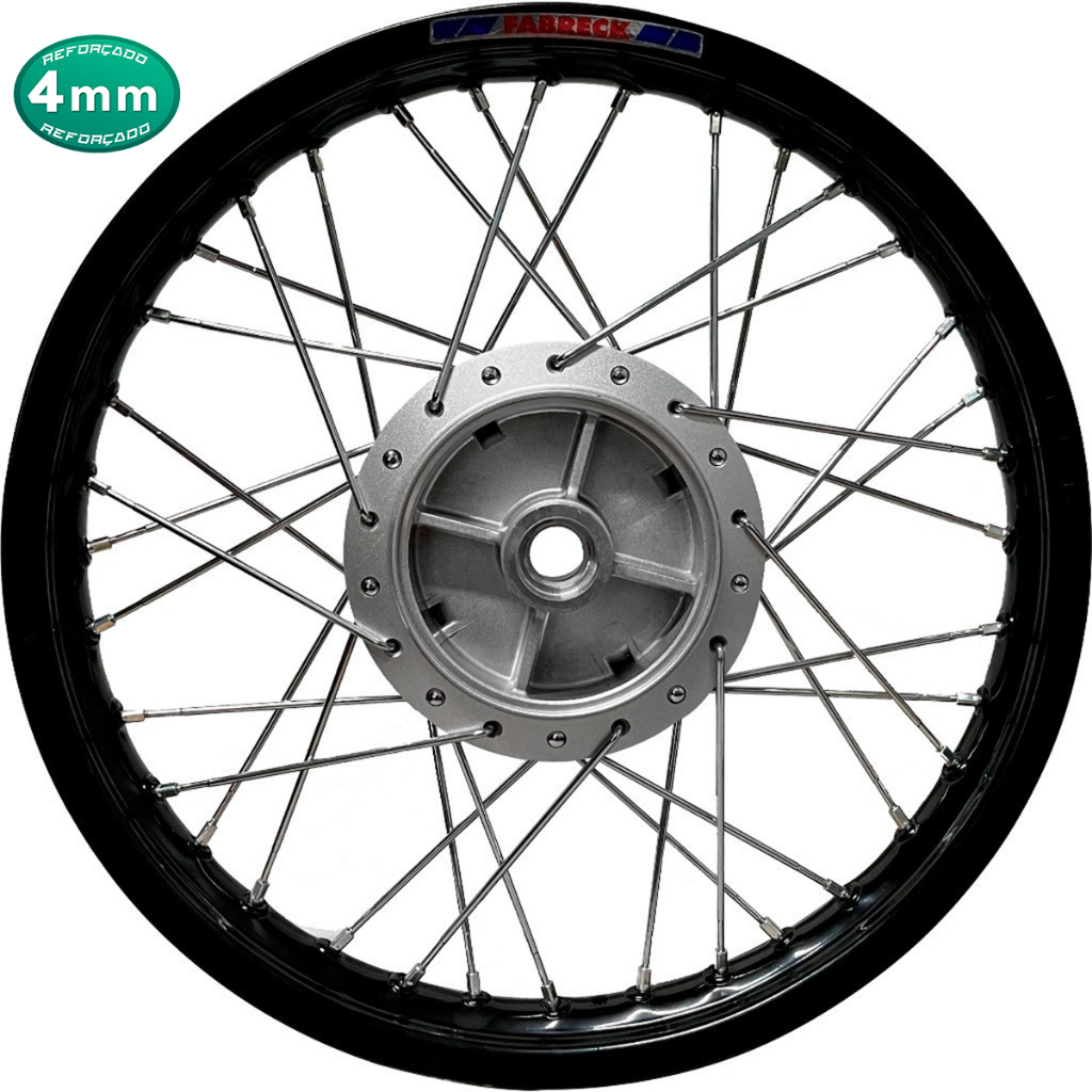 Roda Traseira Montada Alumínio Preto Raio 4mm Titan 150 Fan 150 Start 160 Alinhada (Só Montar)