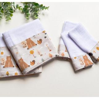 Kit Fraldas de Boca e Ombro Bebê Tricoline 100% Algodão com Saquinho Presenteável Ceci Petit Home em Oferta na Shopee