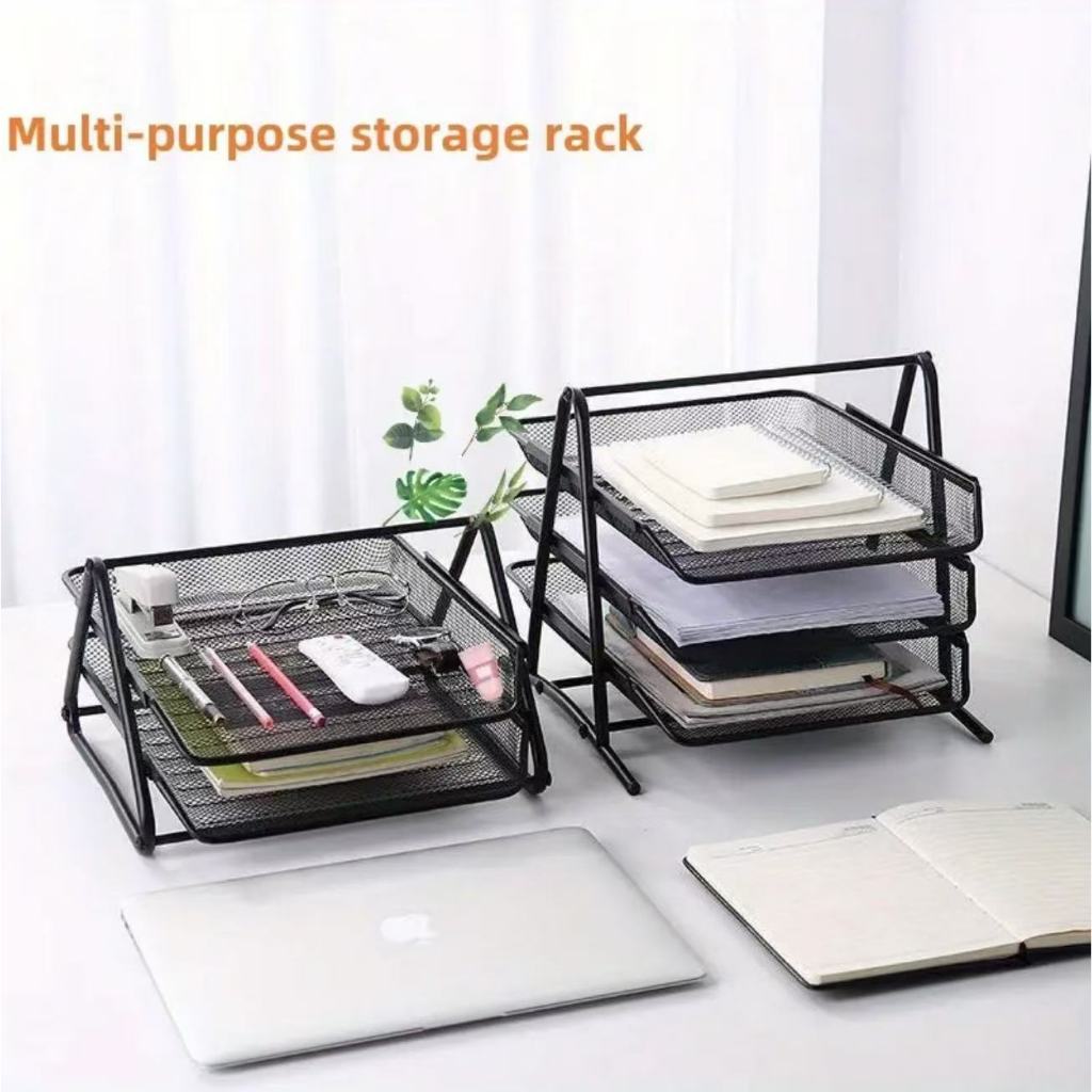 Organizador De Documentos De Mesa Escritório Metal 2/3 Andares Papel A4 em Oferta na Shopee