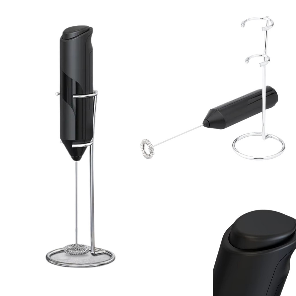 Mixer Batedor Misturador de Mão Bebidas Leite Ovos com Suporte Pilha
