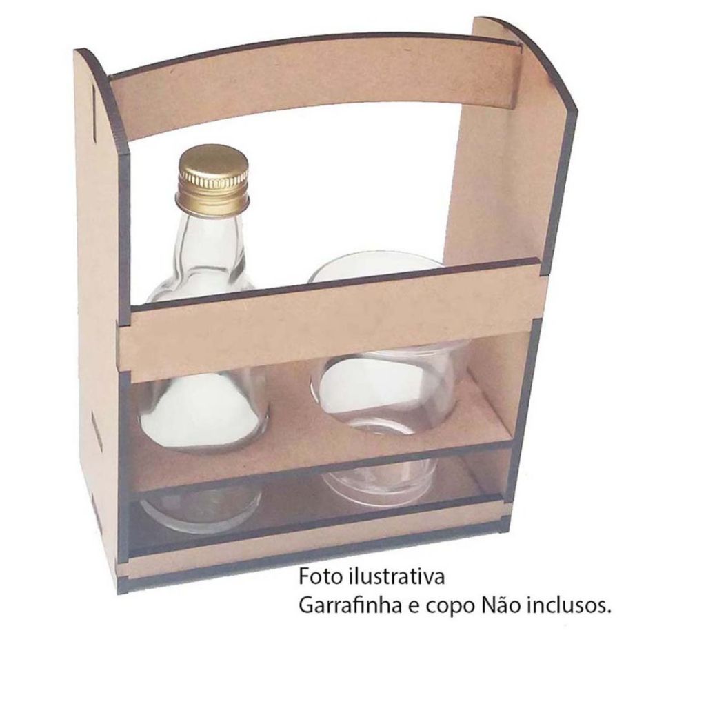 Kit 15 suporte cestinha 12x15cm mdf cru porta mini garrafa copo cachaça lembrancinha cha bar boteco