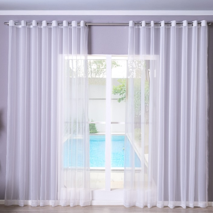 Cortina Voil 6m x 2,70m Para Varão de 3m Sala Quarto Grande Luxo Lisa Translúcida