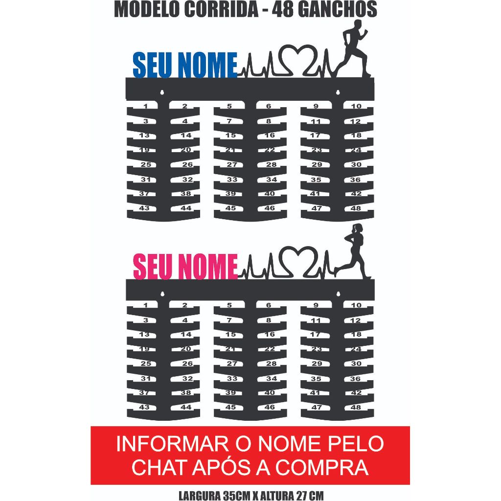 Porta Medalhas de Corrida conquistas Com Nome Feminino ou Masculino personalizado MDF com cor