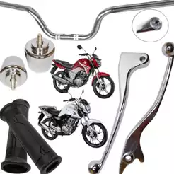 Kit Guidão Cargo Peso Pcx Manopla Vazada Manete Cromado Honda Cg Fan Titan 125 150 160