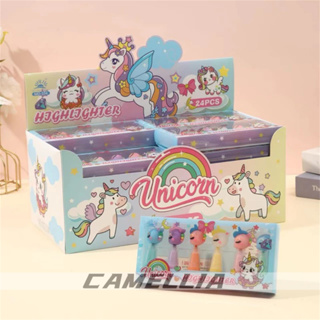 kit 6 Cores marca texto Fofo modelos variados unicórnio e panda em Oferta na Shopee