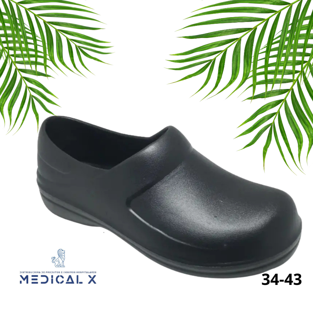 Sapato Yvate Babuche Antiderrapante e ergonômico preto (Feminino e Masculino ~Enfermagem~Hospital~Cozinha~Açougue~Epi)