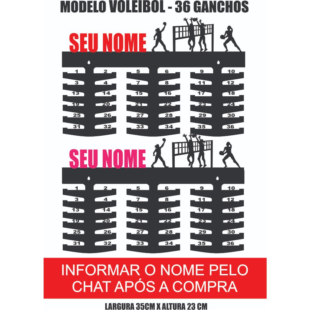 Porta Medalhas de Voleibol Com Nome Feminino ou Masculino personalizado MDF com cor em Oferta na Shopee