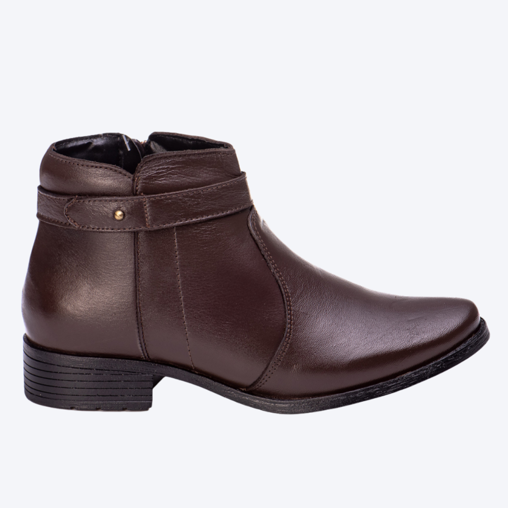 Botina Feminina Couro Bota Sertaneja Country Rodeio Festa de Peão Inverno Cano Curto Promoção