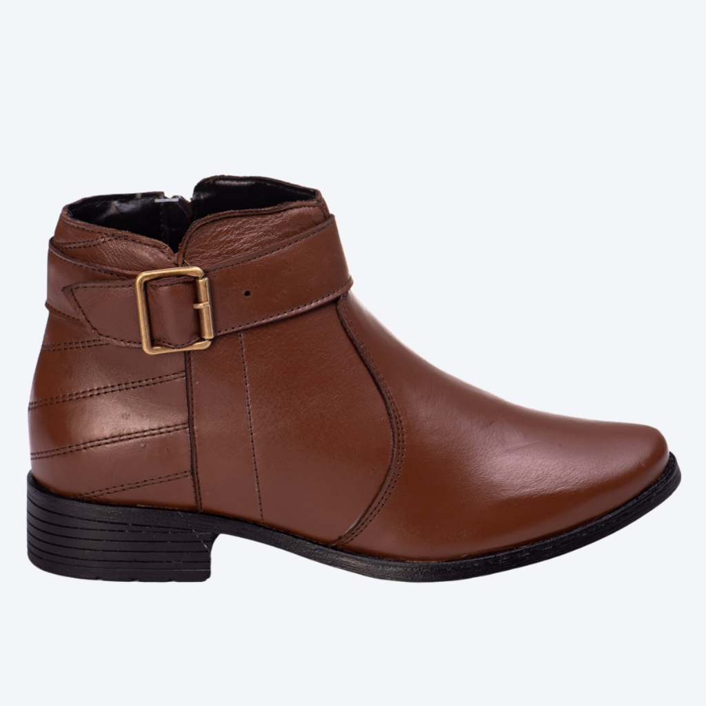 Botina Feminina Couro Bota Casual Leve Cano Curto Country Rodeio Inverno Festa de Peão