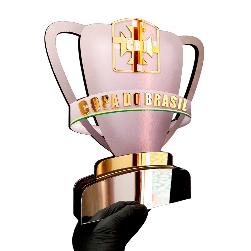 Troféu Copa Do Brasil 30x30 Mdf Acrilico Espelhado Enfeite Decoração Futebol Taça