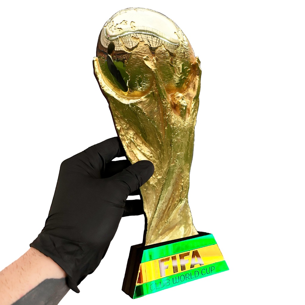 Troféu Copa Do mundol 30 Cm Mdf Acrilico Espelhado Enfeite Decoração Futebol Taça