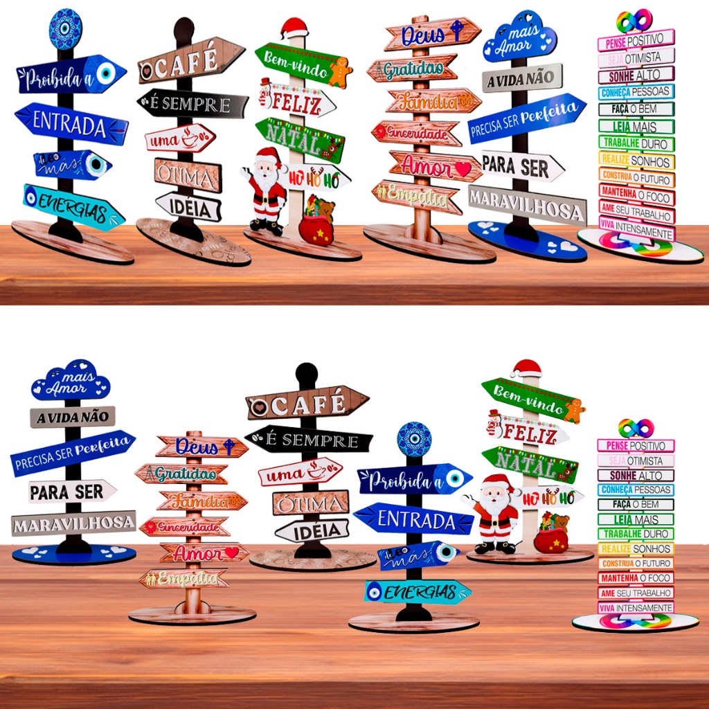 Placa Decorativa de Mesa Balcão Setas Mensageiras Mdf Adesivado 23 Cm de Altura Enfeite 4mm em Oferta na Shopee