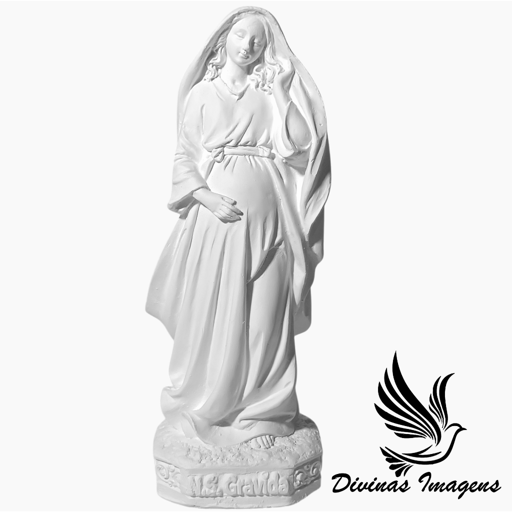 Imagem Nossa Senhora Gravida 20cm Gesso Cru Retocado para Pintar Decorar e Personalizar