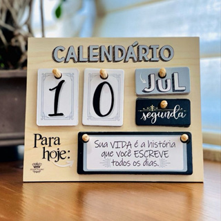 Calendário de Mesa Decorativo Permanente Madeira Enfeite de Mesa com Plaquinhas de Frases MDF em Oferta na Shopee