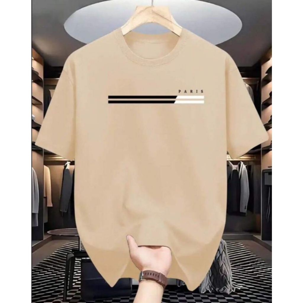 Camiseta Casual Masculina Manga Curta Verão Estampada Paris Camisa Algodão Premium