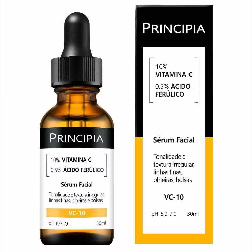 Sérum com 10% de Vitamina C e 0,5% de Ácido Ferúlico com alta eficácia contra linhas finas, olheiras e hiperpigmenta