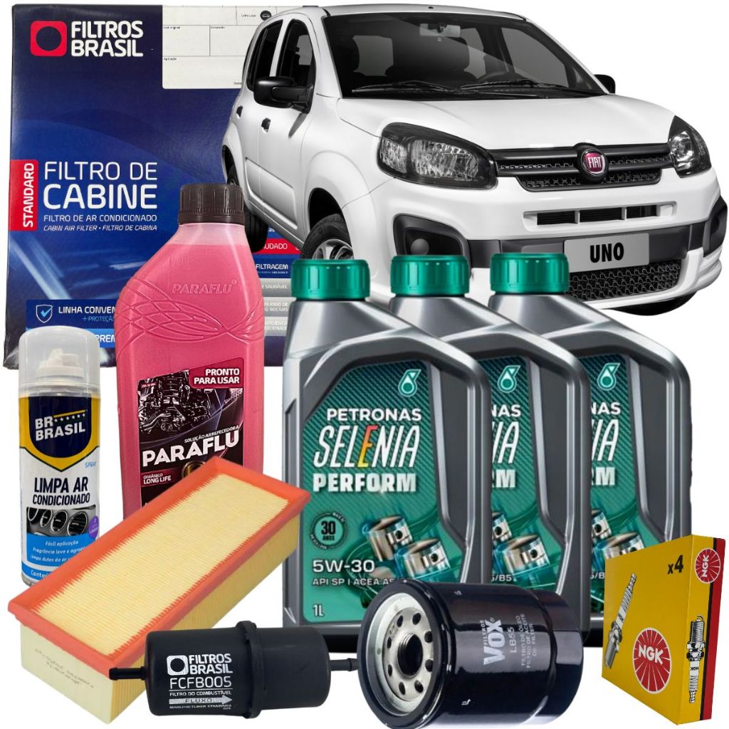 Kit Revisão - Fiat Novo Uno 1.0 EVO Attractive -5W30 Selenia