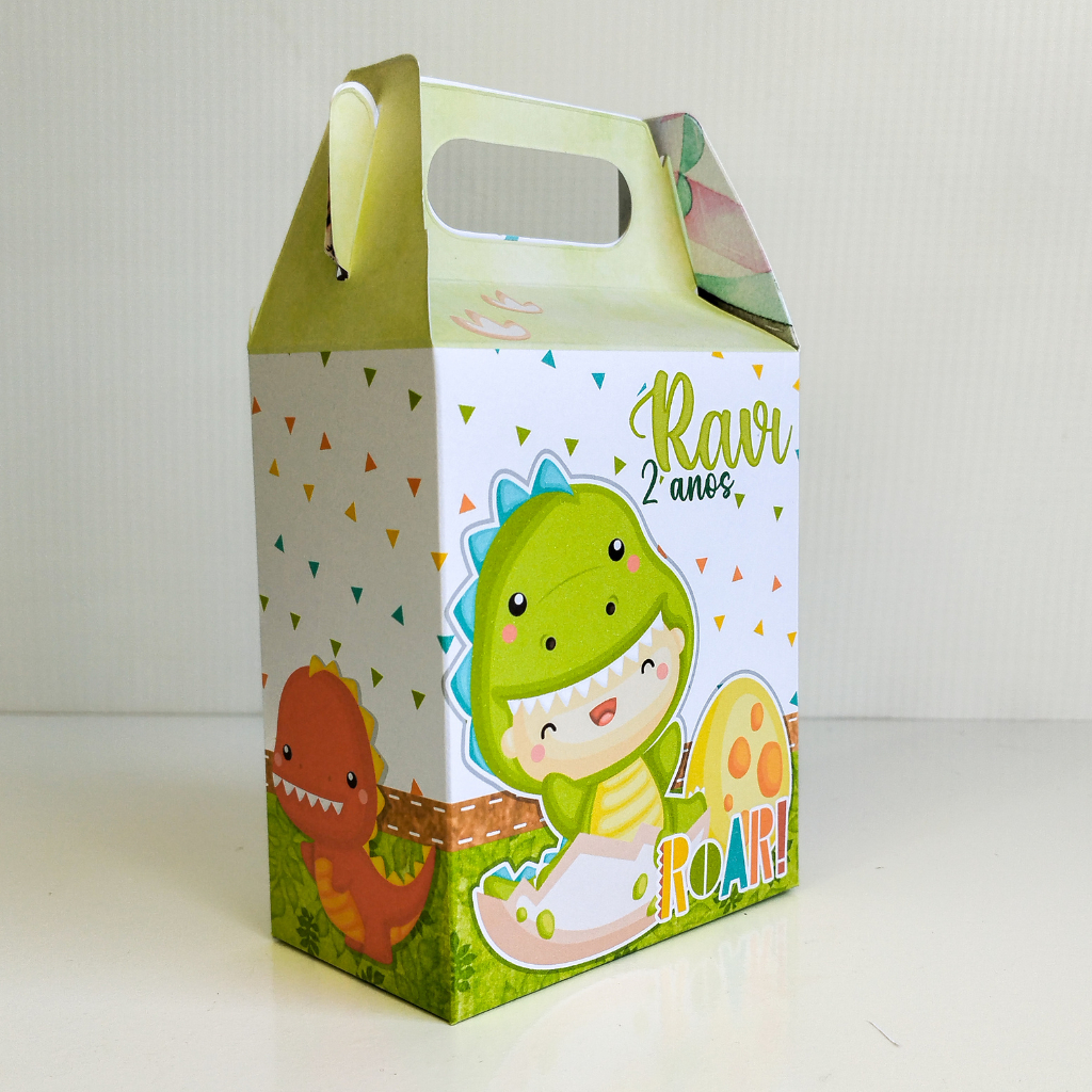 Detalhes do Kit  Caixa Maleta Dino Baby Personalizamos com Nome e idade