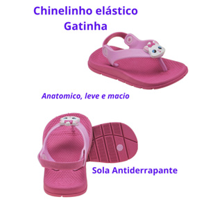 CHINELINHO GATINHA CHINELO ANATOMICO ELASTICO MENINA em Oferta na Shopee