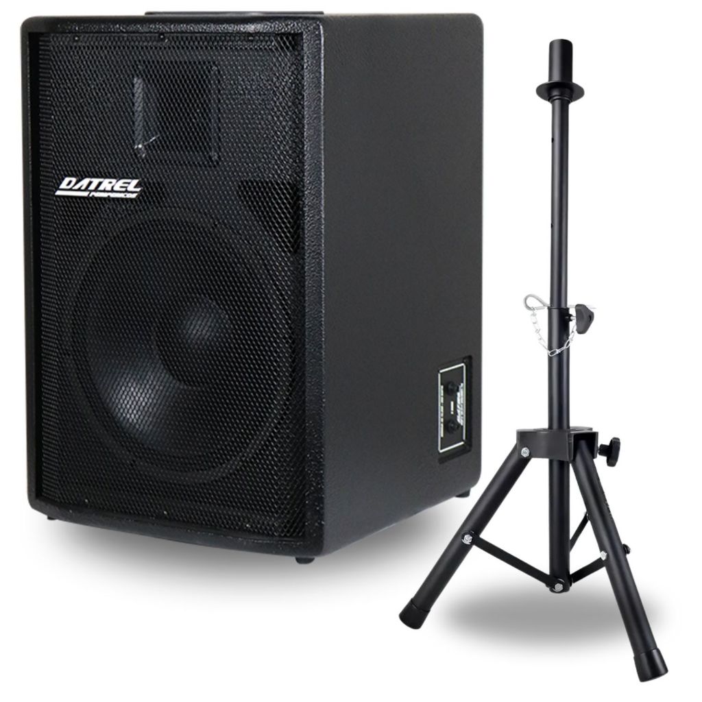 Kit Caixa de Som 250w Rms 12 Polegadas Profissional Passiva Acustica Datrel + Suporte Pedestal Tripe