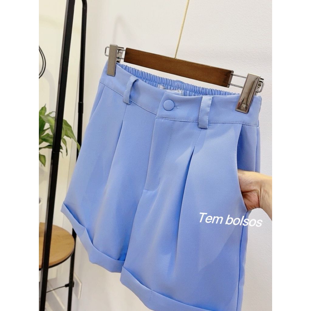 ISADORA MODA Carnaval shorts Feminina alfaiataria ,com bolso,cor sólida,atrás com elástico