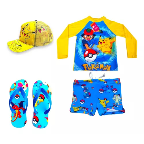 Kit Praia Menino Blusa Proteção Uv Sunga Chinelo E Boné