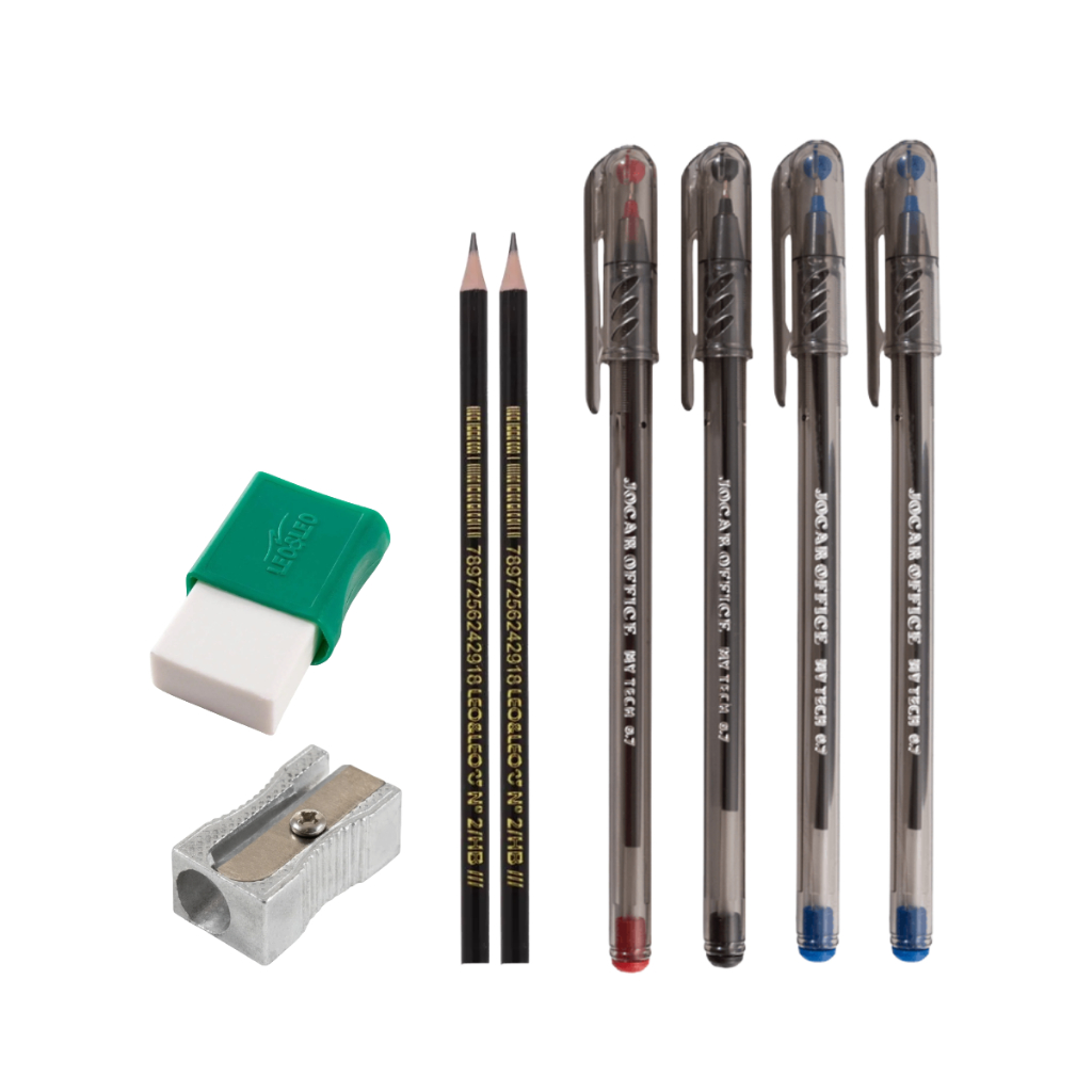 KIT Básico LEO&LEO Volta Às Aulas Borracha Caneta Lápis Apontador Material Escolar Papelaria em Oferta na Shopee