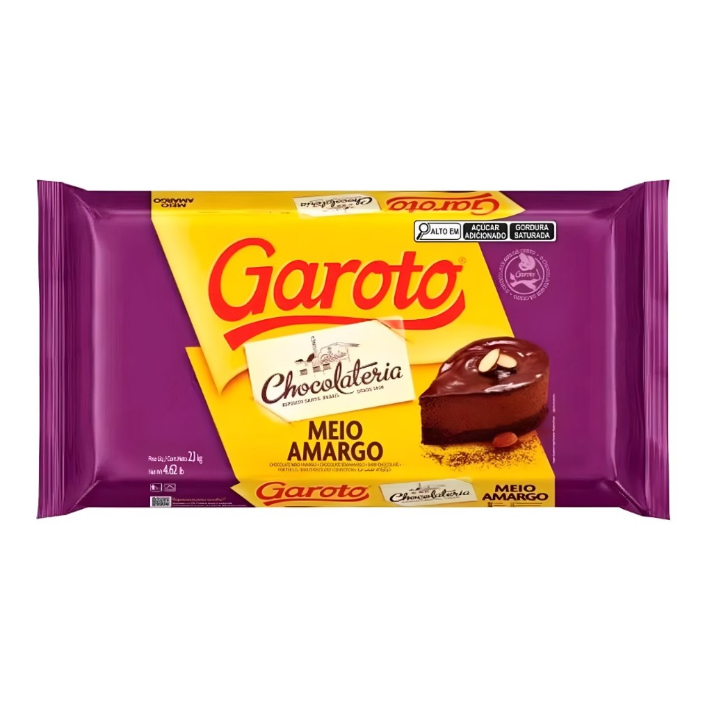Barra de Chocolate Cobertura Meio Amargo 2,1kg - Garoto