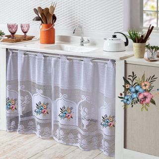 Cortina de Pia Renda Estampada 0,80m x 1,60m em Oferta na Shopee