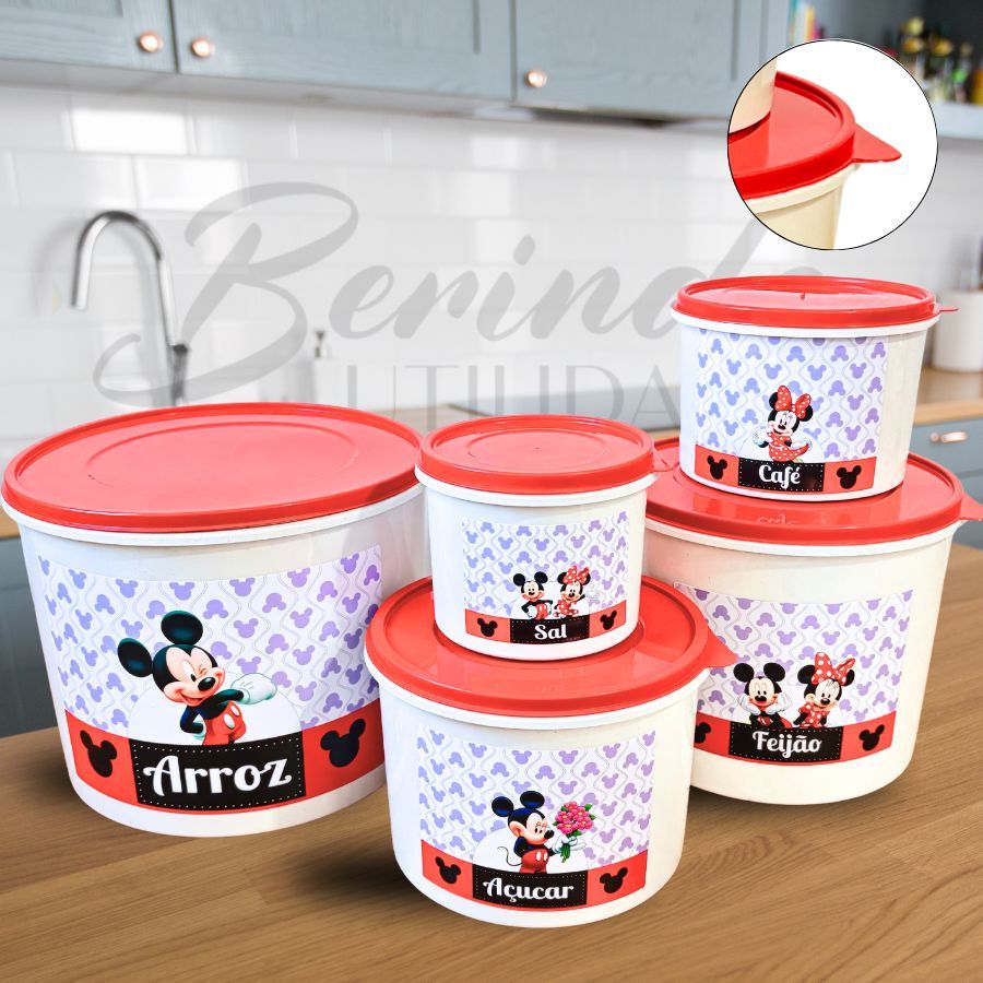 Kit Potes De Mantimentos 5 potes Cozinha Personagem