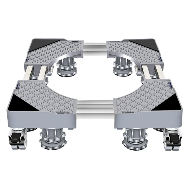 Suporte Para Geladeira / Maquina De Lavar E Fogão Inox Com Rodinhas Base Carrinho Móvel Flexível