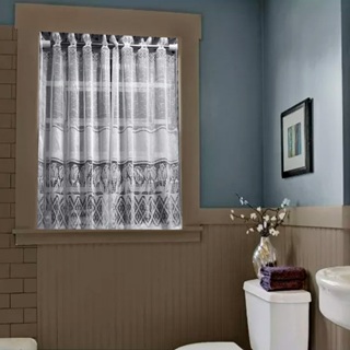 Cortina De Vitrô De Banheiro Renda 80x75cm - Estampa Floral em Oferta na Shopee