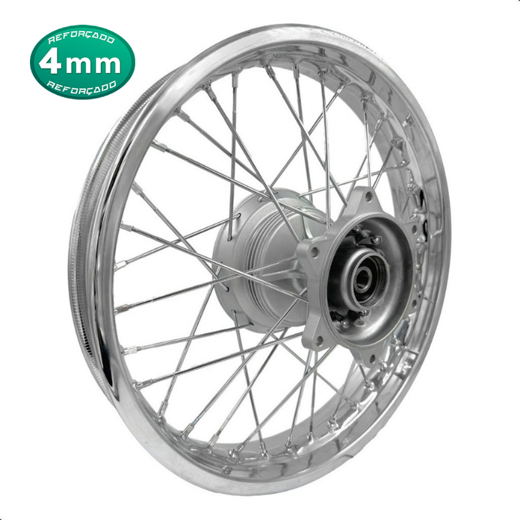 Roda Aro Calha Jante Folha Traseiro Nxr Bros 125 150 160 Raio 4mm Cromado Montada Alinhada