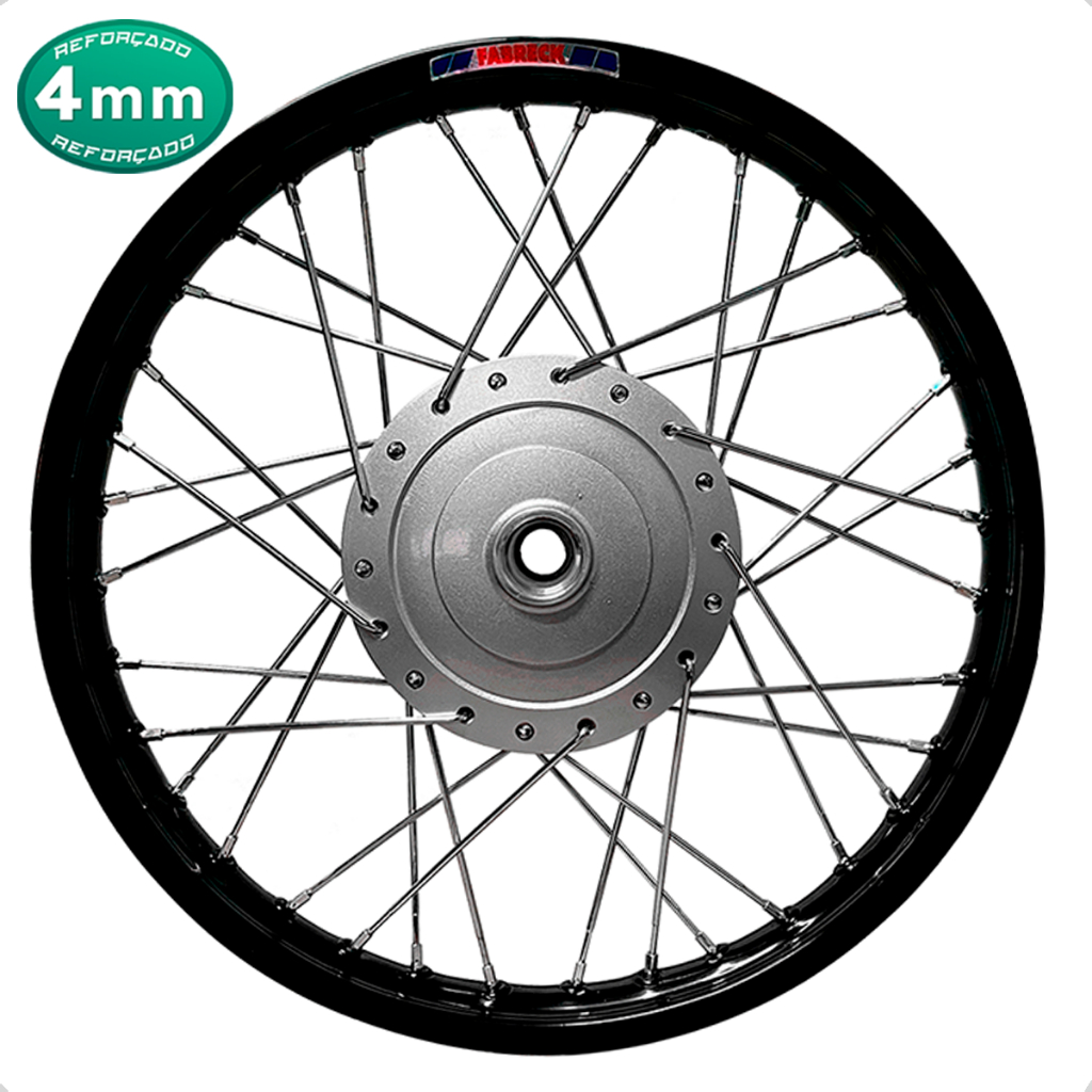 Roda Dianteira Montada Alinhada e Balanceada Aro Preto De Aluminio Titan 150 Fan 150 Tambor Raio 4mm