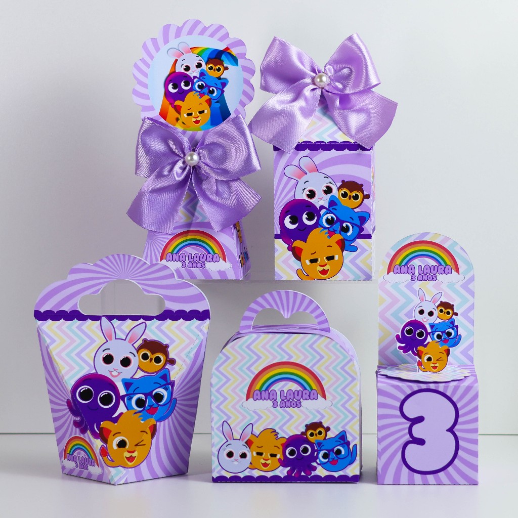 Kit Caixinhas Personalizadas Tema Bolofofos menina para Lembrancinhas para Festa Infantil