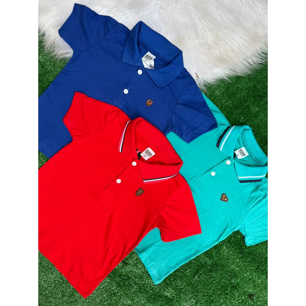 Kit de 3 Peças Camiseta Polo De Menino Masculino Blusa 100% Algodão Tamanho 1 ao 14 anos Promoção
