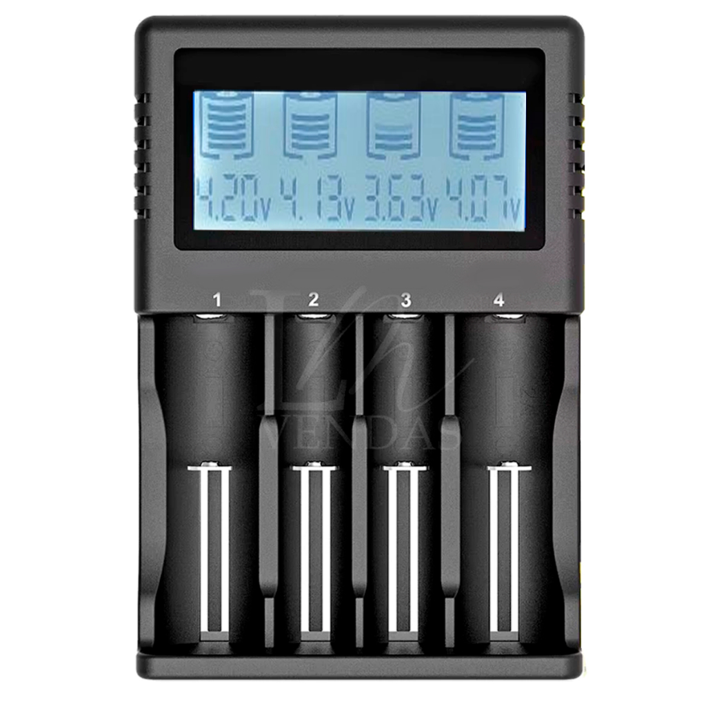 Carregador De Bateria Lanterna Bivolt Display Lcd 4 Baterias 26650-18650-14500-16340 AA/AAA