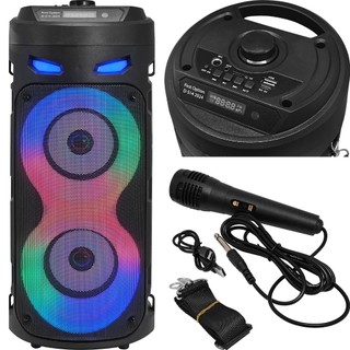 Caixa de Som Gigante com Microfone Karaokê Bluetooth Portátil Rádio Cartão de Memória Pre…